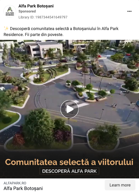 reclama facebook comunitate rezidentiala