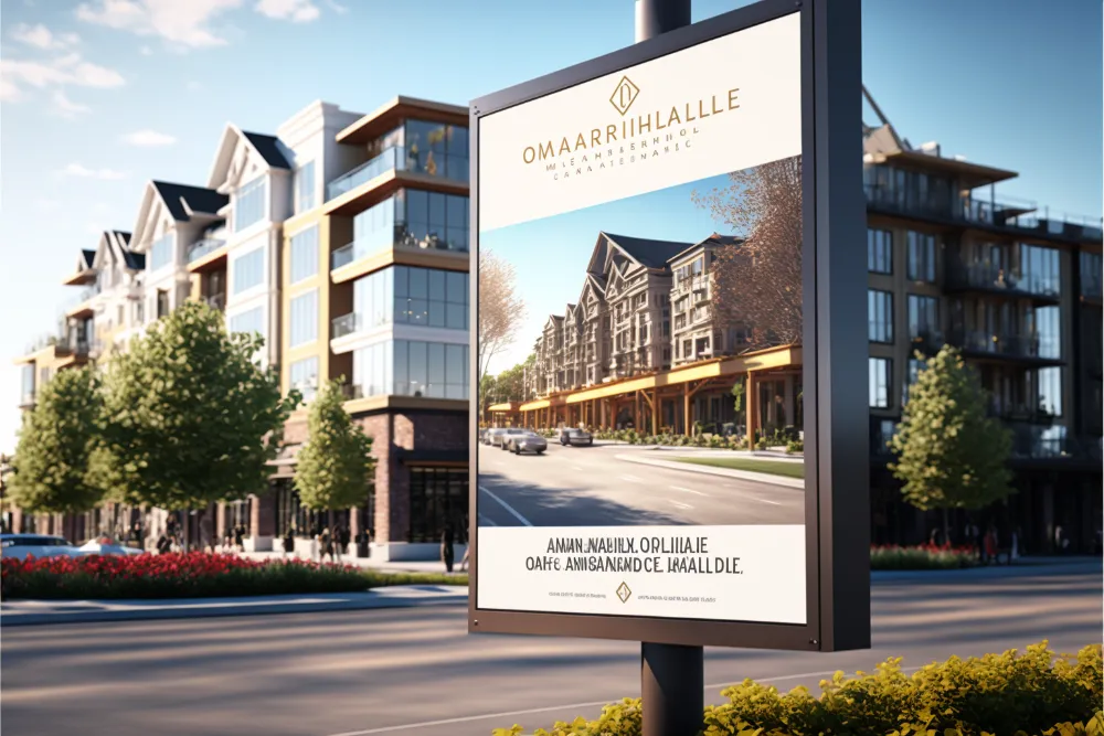 Outdoor advertising billboard for a residential development
